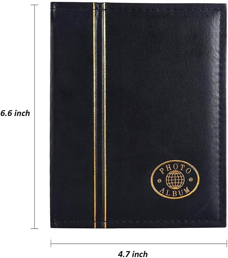 AZOFIA Photo Album 4x6 100 Photos Leather Cover Black Inner Page Big Capacity Pockets Memory Book for Family Baby Wedding Anniversary Birthday (Black, 100 Pockets) - Image 4